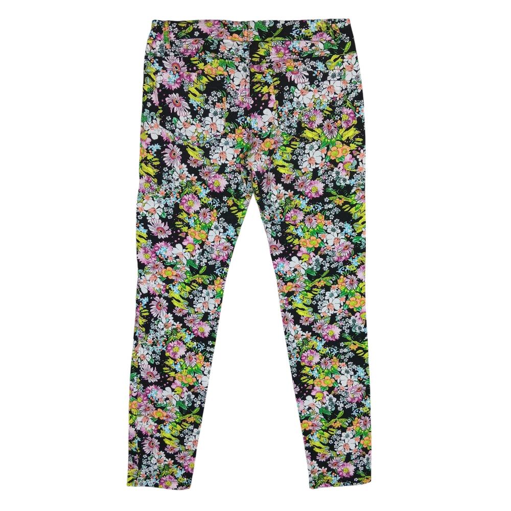 Flirtatious Floral Jeans / Pants SIze 3 Black W Colorful 5 Pockets Straight Cut - Picture 3 of 6